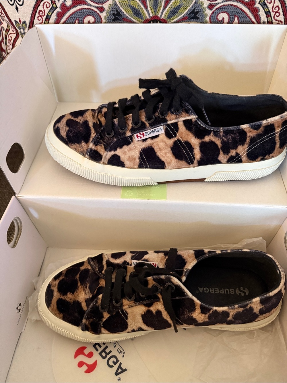Superga Leopard Print Low-Top Sneakers in Black and Brown